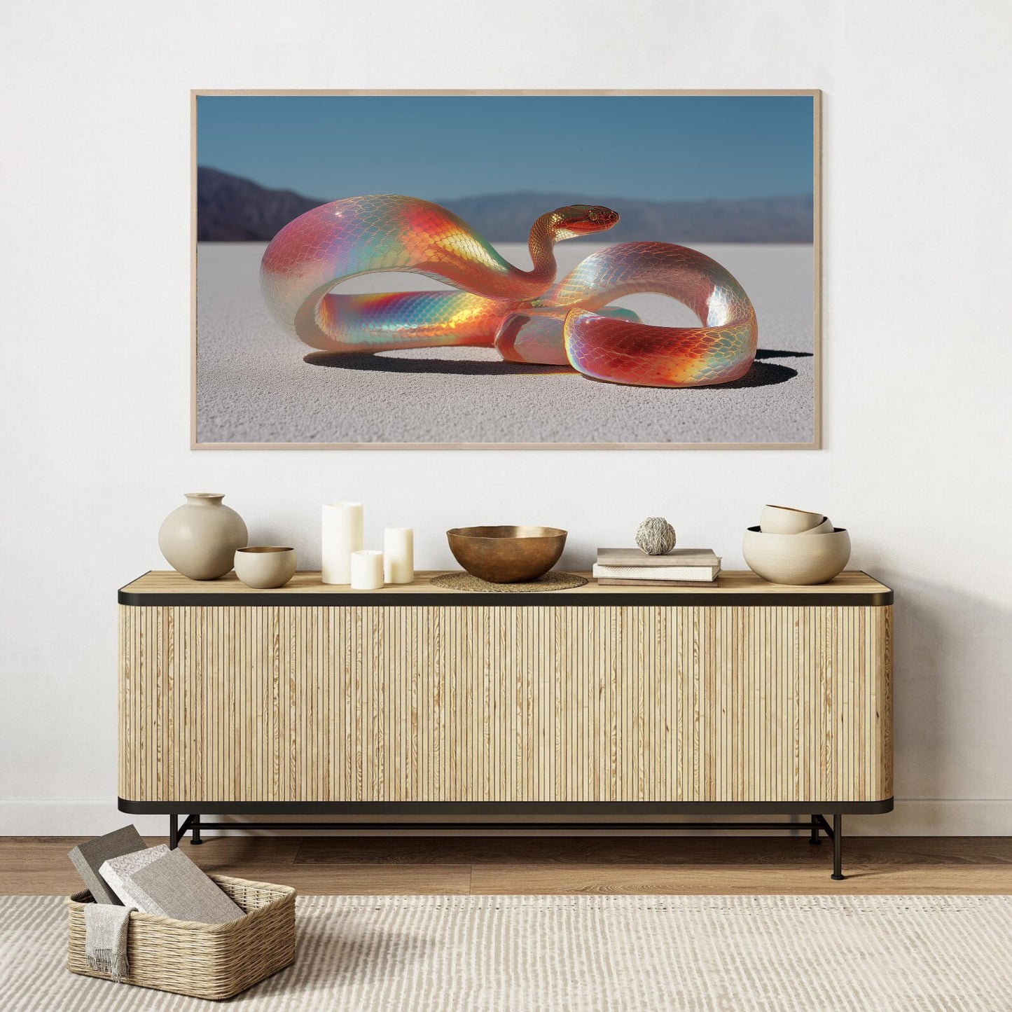 Frame TV Art → Surreal Desert Iridescent Snake