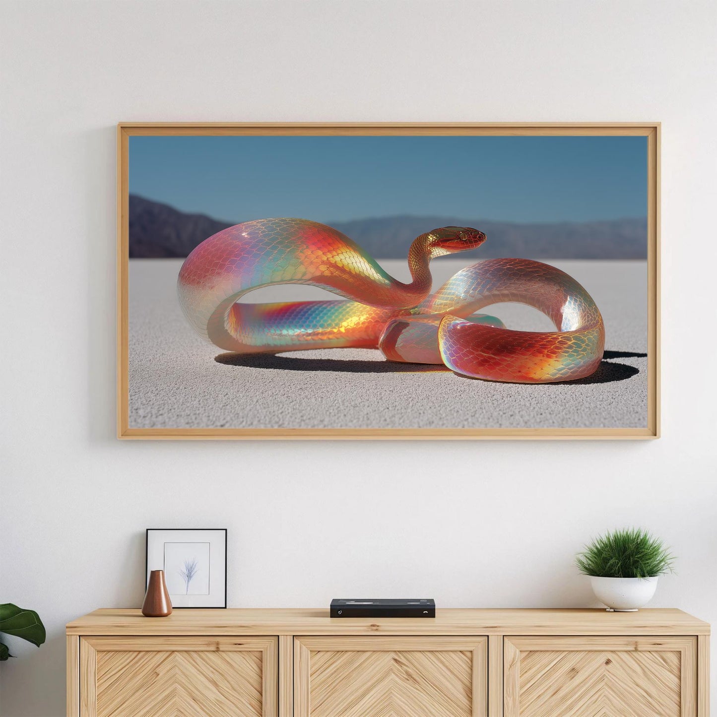 Frame TV Art → Surreal Desert Iridescent Snake