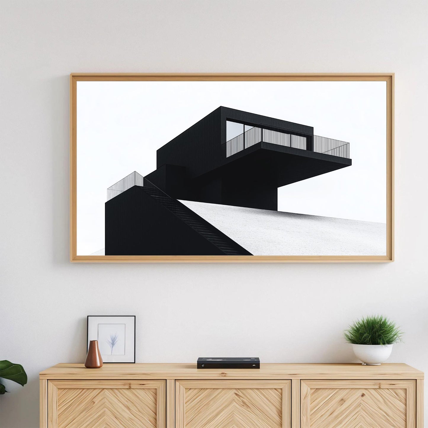 Frame TV Art → Modern Minimalism in Shadow Bundle of 4