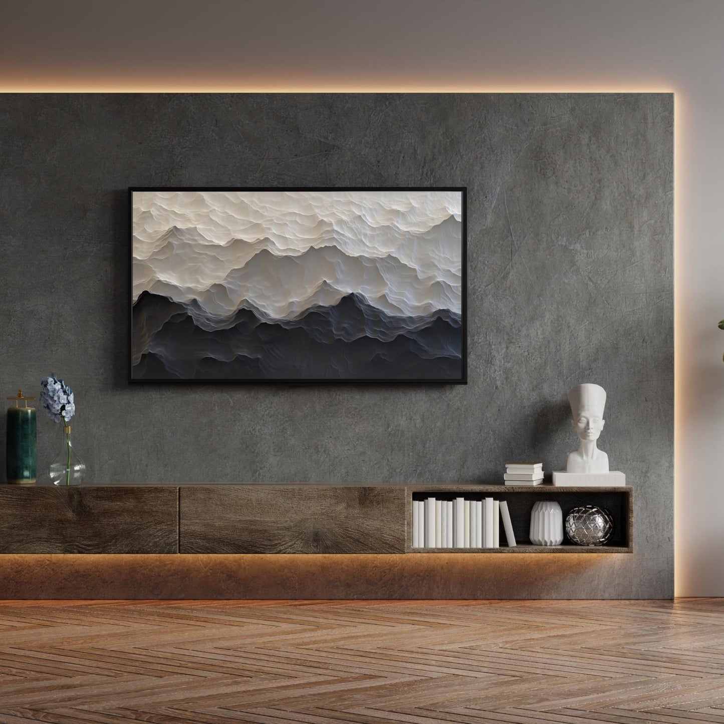 Frame TV Art → Modern Minimalism in Shadow Bundle of 4
