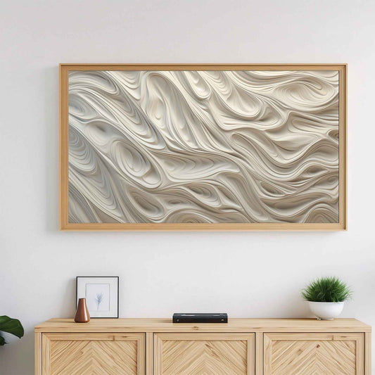 Frame TV Art → Sculpted Flow in Monochrome Beige