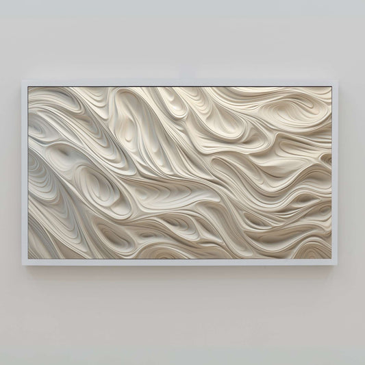 Frame TV Art → Sculpted Flow in Monochrome Beige