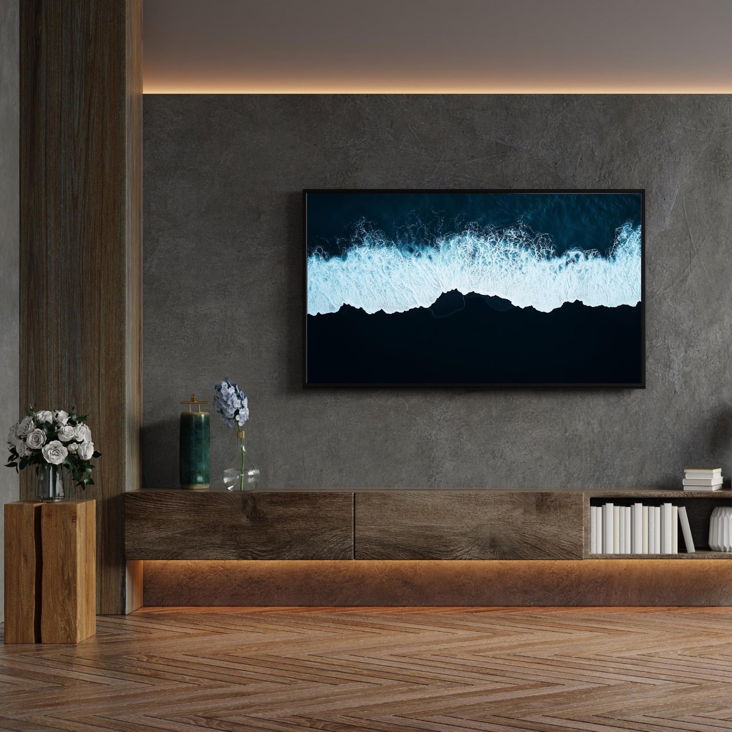 Frame TV Art • Midnight Tide Ocean Aerial View